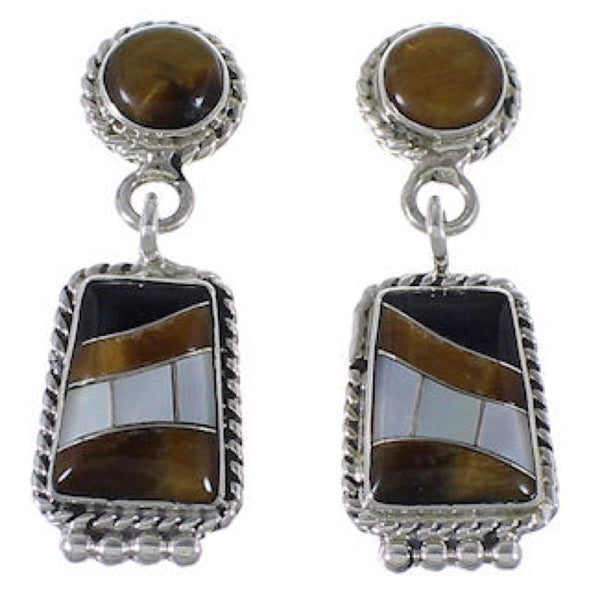 Sterling Silver Multicolor Inlay Southwest Earrings PS63235
